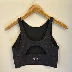 Lululemon High Neck Long Line Bra Black Embossed Size 6